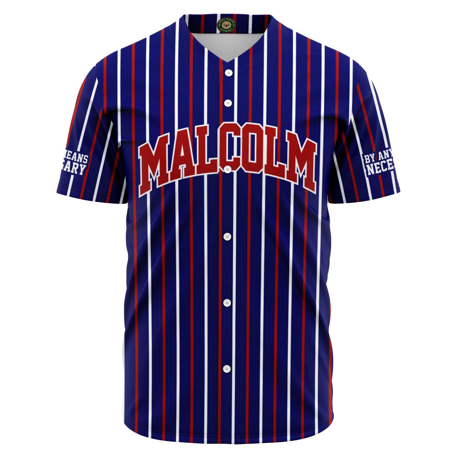 Malcolm x Blue and Red Baseball Jersey 5XL