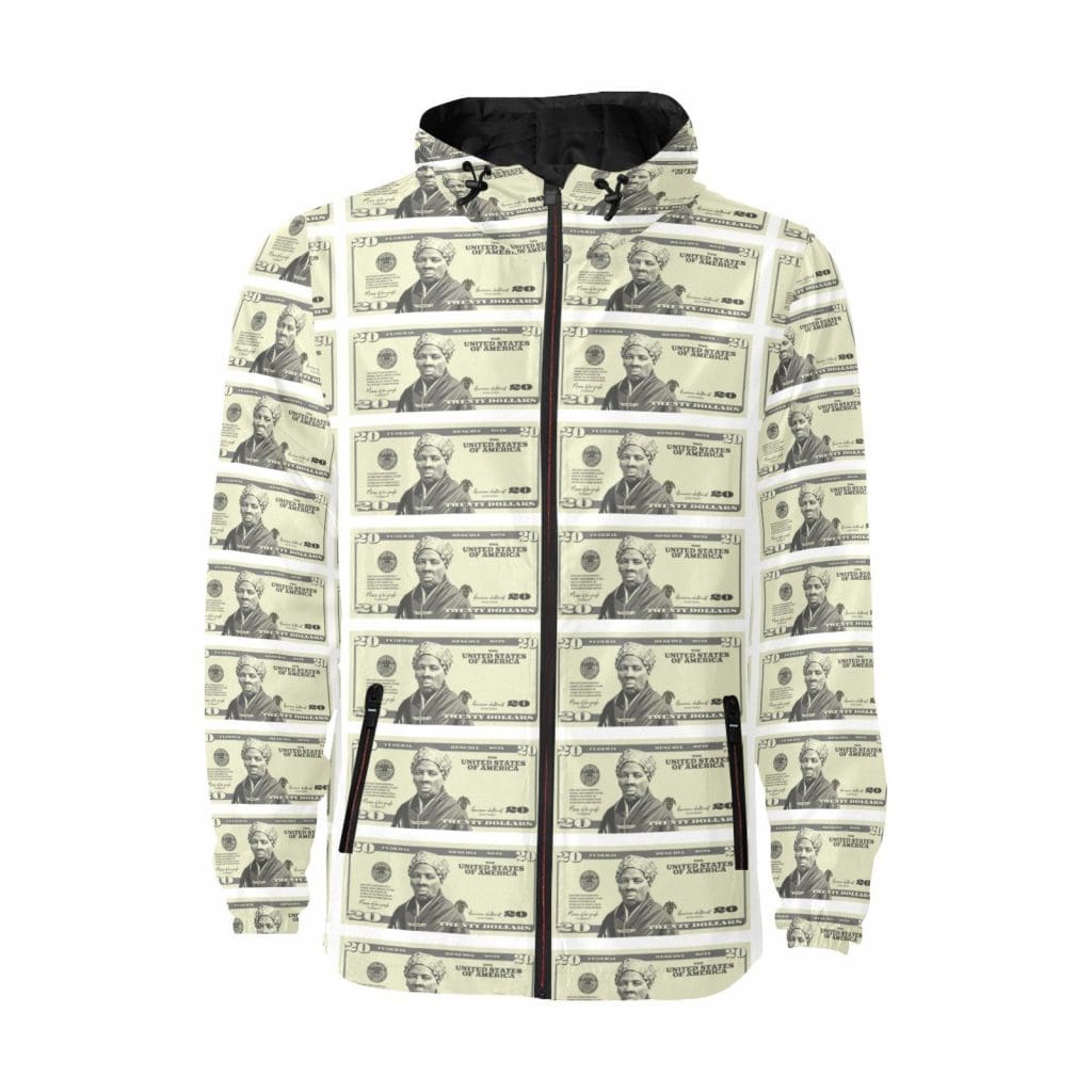 Harriet Tubman 20 Dollar Bill - Quilted Windbreaker | Melanin Apparel