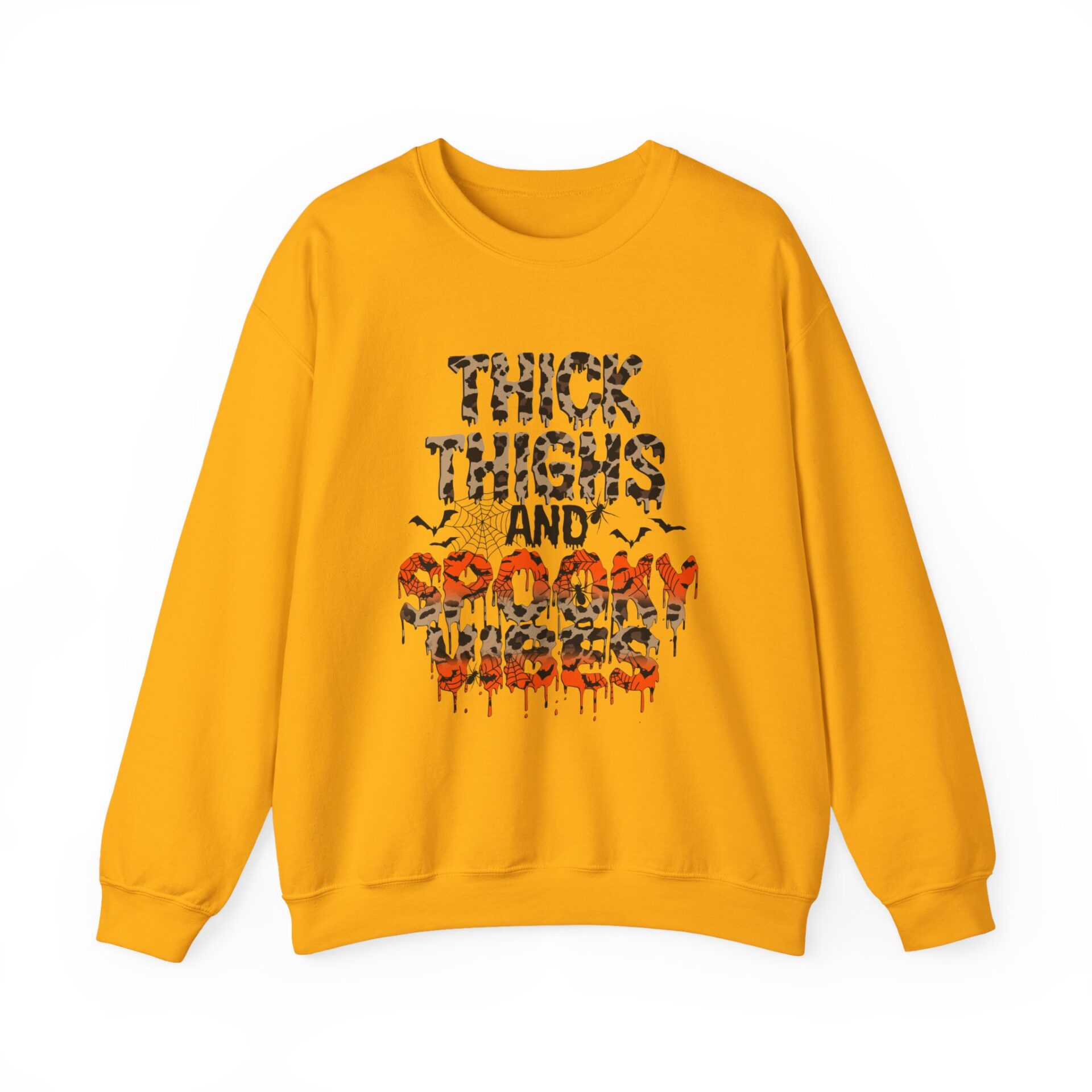 Thick Thighs And Spooky Vibes Sweatshirt - Gold