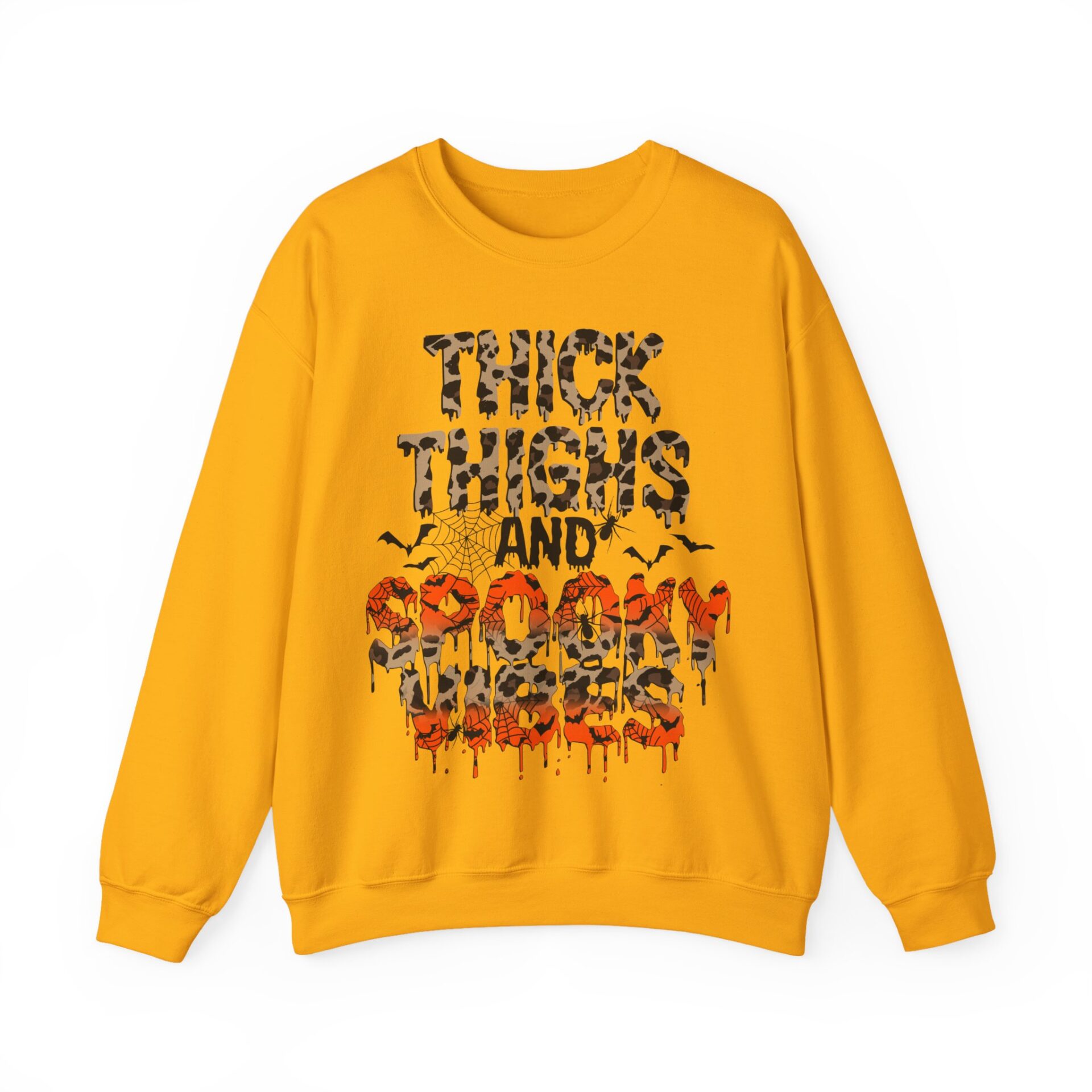 Thick Thighs And Spooky Vibes Sweatshirt - Gold