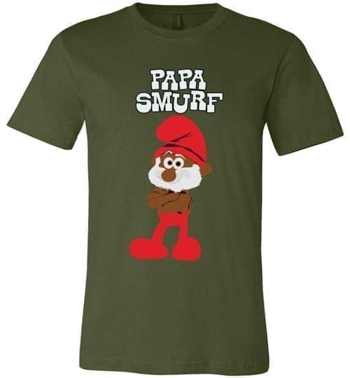 LOGOVISION Maglietta Unisex Smurfs 'Call Me Papa Smurf' - Cotone, Grigio Athletic Heather, Regolare